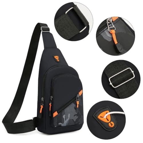 CavspkArt Camouflage Crossbody Chest Bag Breathable Waterproof Waist Bag with 4 Zipper Pockets Bumbags Hip Pouch Money Belt Bag with Adjustable Strap for Hiking Cycling Jogging Running Traveling — view 3