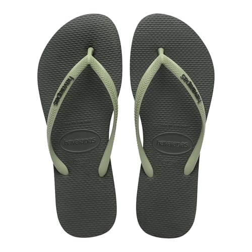 Havaianas Slim Logo Pop Up Women Flipflop Olive Green 6/7 UK