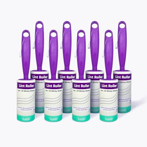 Haber Lint Roller, 8 Pack, Ideal for Clothes, Travel and Pets. Over 300 Sticky Sheets in Total. Multipack of 8 Lint Rollers.