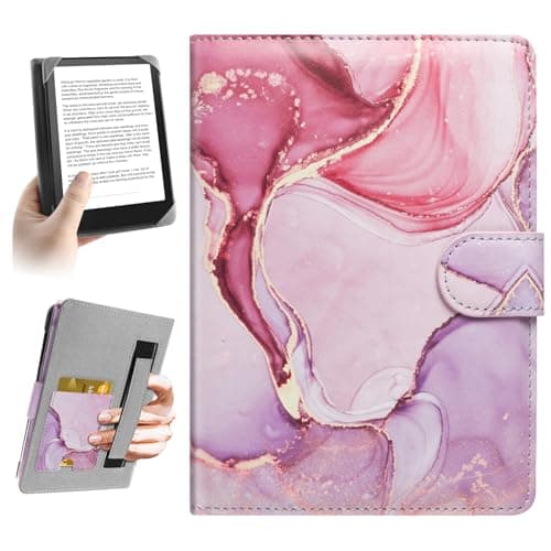 HoYiXi Universal Case for 6-6.8 inch E-Book Reader Compatible with 6.8" Kindle Paperwhite/6" All-new Kindle 2022&2019/Kobo Clara HD/Kobo Clara 2E,6" EReader Protective cover Built-in pocket,Dalipink