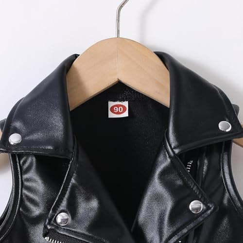 TTHVYE Kids Faux Leather Gilets Boys Girls Casual Jackets Zip Up Coats with Pockets Solid Color Waistcoat Athletic Walking Travel Outerwear Children Windproof Winter Tops Age 1-13 Years — view 6