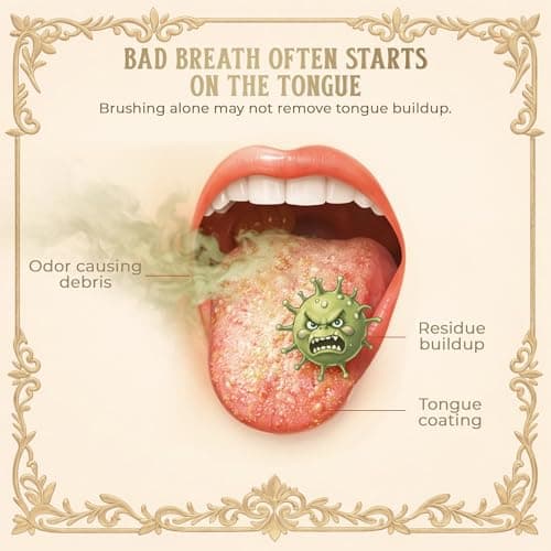 MasterMedi Tongue Scraper with Travel Case 1 Pack, Bad Breath Treatment Tongue Scraper for Adults & Kids, Stainless Steel Metal Tongue Scraper, Easy to Use Tongue Cleaner for Hygiene and Self Care — view 2