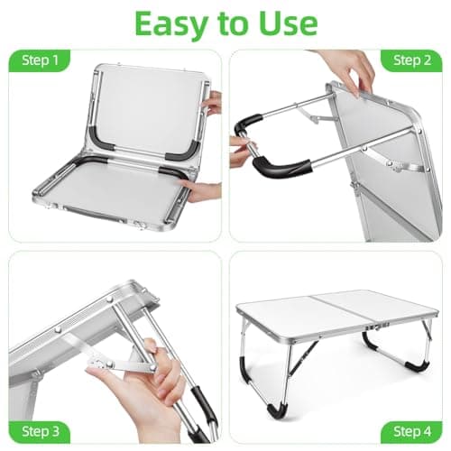 Aomig Portable Folding Outdoor Table Sturdy Picnic Table Aluminium Frame with Handle Small Camp Tables Lightweight Multipurpose Party Dining Table for BBQ Garden Beach Cooking Fishing(Silver Gray) — view 6