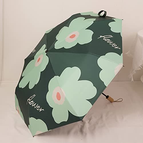 Glomora Flower Pattern U-V Protection Umbrella - Folding Sun and Rain Dual - Use Travel Umbrella - Stylish Mom and Grandma Gift(green) — view 4