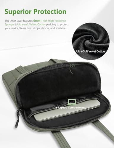 HYZUO 13.3-14 Inch Puffy Laptop Case Sleeve Padded Handbag, Midnight Green — view 2