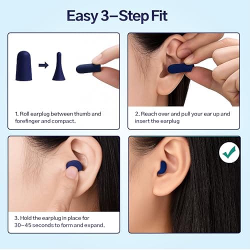 Soundbloc Earplugs™ Thermo Foam (60 Pairs) – Foam Ear Plug for Sleeping Travel Work High Noise Cancelling Protection Motorsports 38dB (Midnight, Medium - Large) — view 6