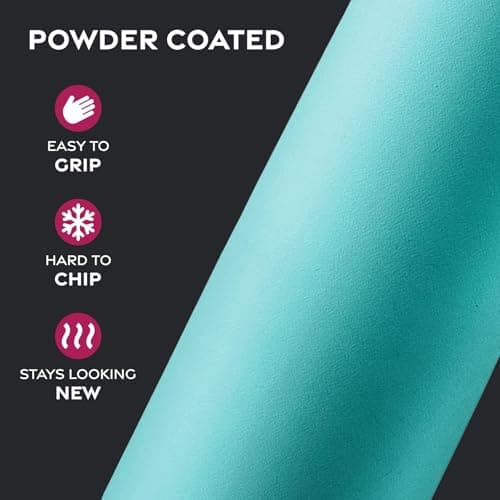 GARUET 950 ML Triple Walled, Insulated Water Bottles with Straw - Stainless Steel Metal Bottle W/ 3 Leak Proof Lids - For Travel, School, Sports, Gym/Men, Women & Kids (Cheery Turquoise) — view 6