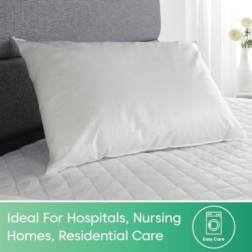 Downland Waterproof Wipe Clean Pillow - Fire Retardant Hollowfibre Filled Green Tint Hospital Pillows, Medical Grade Healthcare & Care Home Bed Pillows, Water Resistant Easy Clean, 46x69cm (1 Pack) — view 4