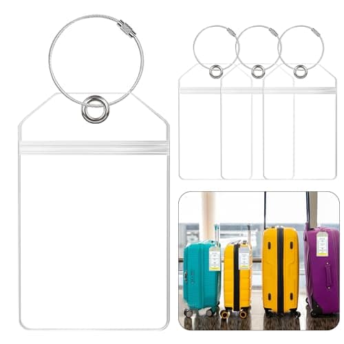 4 Pack Cruise Luggage Tag Holder Clear Waterproof Plastic with Zip Seal