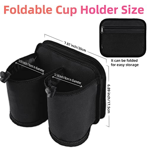 WALNEW Luggage Travel Cup Holder, Hands-free Drink Caddy Attachment Drinks Carrier for Drink Beverages Coffee Mugs fits Roll on Suitcase Handles Travel Accessories Black — view 2