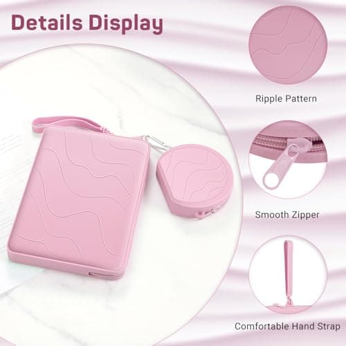 MoKo 6-7 Inch Silicone Clutch Sleeve for Kindles & E-Readers, Multi-Purpose Bag with Accessory Pouch Fits 7" Paperwhite/Colorsoft & 6.8" Paperwhite, 6" Kindles, Kobos, Nook, iPad Mini 6, Pink — view 5