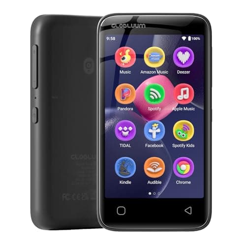 96GB MP3 Player with Bluetooth 5.0 and WiFi, Music Player with Spotify, Audible, Pandora, Libby, Spotify Kids, 4" Touchscreen Android MP4 Player with HiFi Sound, FM Radio (Glossy Black)