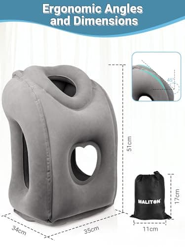 Maliton Inflatable Travel Pillow, Neck Support for Airplane (Dark Grey) — view 2