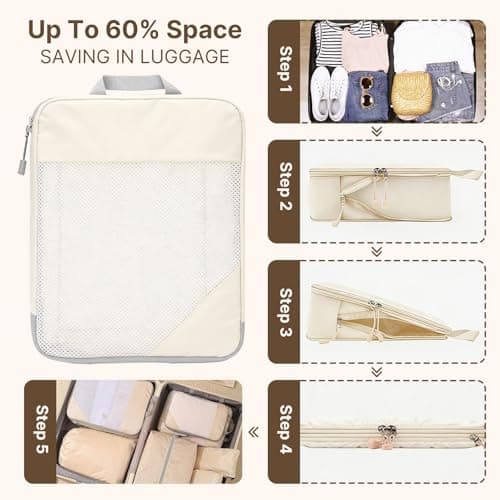 8PCS Packing Cubes Compression Set, Travel Packing Cubes for Backpack Suitcase Organiser Bags Home Storage Shoes Bags for Carry on Hand Luggage Travel Essentials Bag — view 3