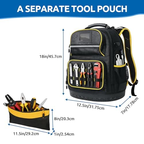Electricians Tool Bag for Men,Heavy-Duty Tool Bag Backpack,Electrician Bag — view 2