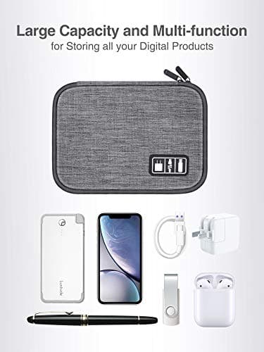 Luxtude Electronics Travel Organiser, Compact Cable Organiser Bag, Portable Cable Tidy Bag, Travel Cable Case Tech Organiser Pouch for Electronic Accessories, USB, SD, Charger, Drive — view 6