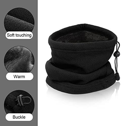 MIVAIUN Winter Neck Warmer Snood Warmer Gaiter Beanie Hat Neck Warmer Arctic Fleece Lining Plush Scarf Windproof and Warm For Winter Outdoor Warmth Cycling Skiing Mens Womens (Black) — view 4