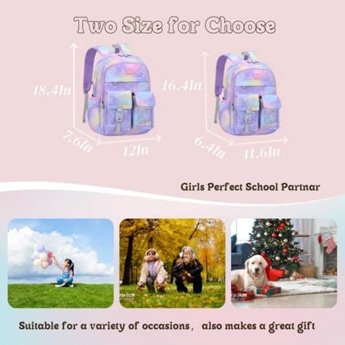 VIDOSCLA Cute Coloful Casual Daypack for Girls,Teens Elementary School Backpack,Primary Book Bags forTeens Gradient pink-S — view 6