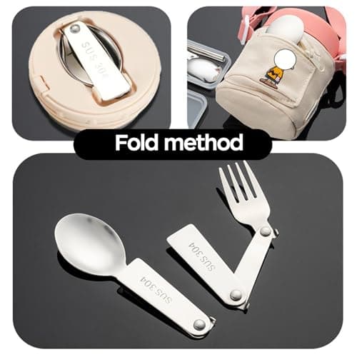 2 Pcs Foldable Spoon and Fork Set, Folding Spoons Forks Stainless Steel Set, Multifunctional Folding Spoon and Fork, Travel Cutlery Set, Travel Utensils, Portable, for Outdoor Picnic, Camping — view 5