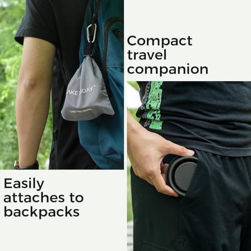 TakeToday Collapsible Silicone Travel Mug, BPA Free with Lid & Waterproof Bag - Tumbler Set for Camping, Outdoor and International Travel (8.4 oz, Charcoal) — view 5