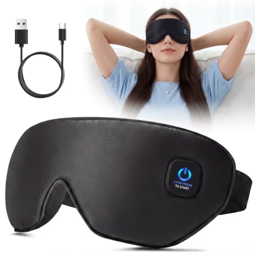 Heated Eye Mask for Sleeping: USB Cordless Warm Eye Compress for Dry Eyes - 4 Heat Levels Hot Eye Compress Improved Sleep with Washable Cover - Rechargeable Blackout Eye Sleep Mask for Sleeping Travel