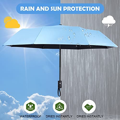 Vicloon Travel Umbrella, Automatic Windproof Umbrellas, UV Protection Travel Umbrella Compact for Rain and Sun, Folding Lightweight, Portable Umbrellas for Women and Men — view 5