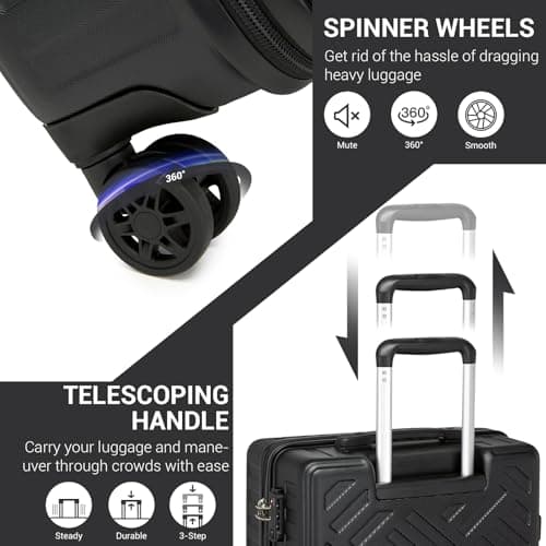 Supercase Hand Cabin Luggage Lightweight Hard Shell Carry On Suitcase Trolley with TSA Lock Spinner Wheels — view 3