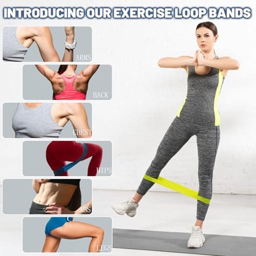 Resistance Bands 5-piece Set with User Guide and Carry Bag,Exercise Bands with 5 Levels for Latex Elastic Bands for Yoga,Pilates, Rehab, Fitness,Strength Training and Home Workout (BLUE) — view 4