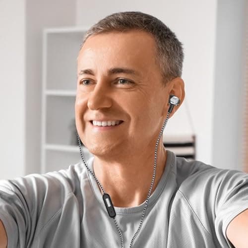 Wired Phone Earbuds - HighQuality Ear Headphones, Corded Portable Earphones Microphone | Sweat Proof Durable Design, Comfortable Wired Earbuds For Music Lovers Walking Jogging Travel Airplanes Daily — view 3