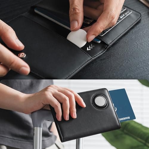 VULKIT Passport Holder Travel Wallet with AirTag Holder, RFID Blocking Leather Travel Document Orangizer with Passport Slot, Business & Credit Card Slots, Boarding Pass Pocket — view 4