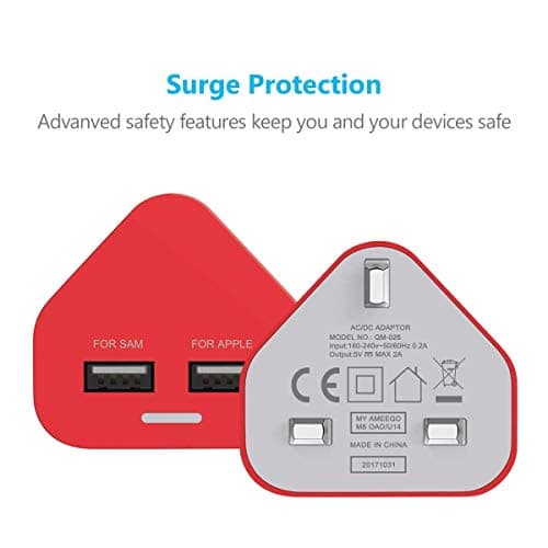 USB Plug Charger, Multi Port USB Charger Plug Adapter 2.1A Compatible with Nokia/Fire Tablet/Huaweii/iOSiPad/Kindle/Smart Watches/Motorola/Airpods/Samsung/iOSiPhone/HTC — view 2