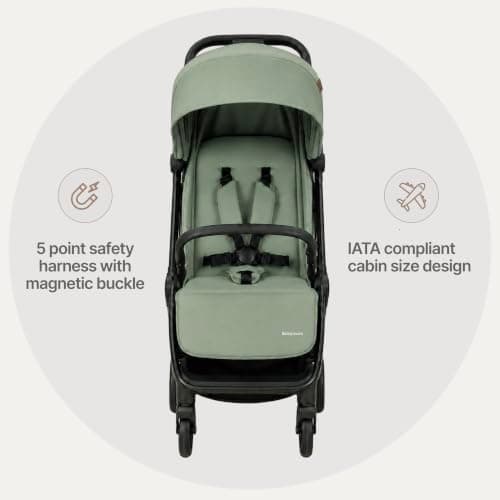 Babymore Yara Baby Stroller - One Touch fold, Lightweight, Cabin Size (Forest Green) — view 4