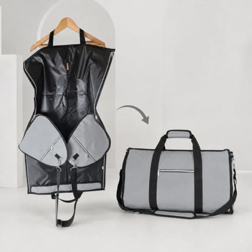 Premium Travel Garment Bags & 2-in-1 Duffle Suit Carriers – Light Grey 45L Holdall, Black XL Breathable Garment Bag, Dark Grey Water-Resistant Suit Cover, Foldable and Space-Saving (Light Grey)