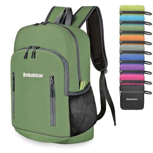 Bekahizar 20L Ultra Lightweight Backpack Foldable Hiking Daypack Rucksack Water Resistant Travel Day Bag for Men Women Kids Outdoor Camping Mountaineering Walking Cycling Climbing (Green)
