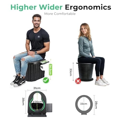 Camping Toilet, Portable Folding Toilet with Lid & Paper Holder for Adults — view 2