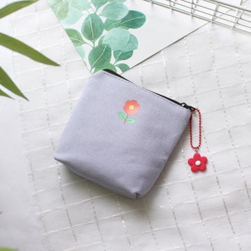 Sanitary Pad Storage Pouch with Pendant Purple Canvas for Travel — view 4