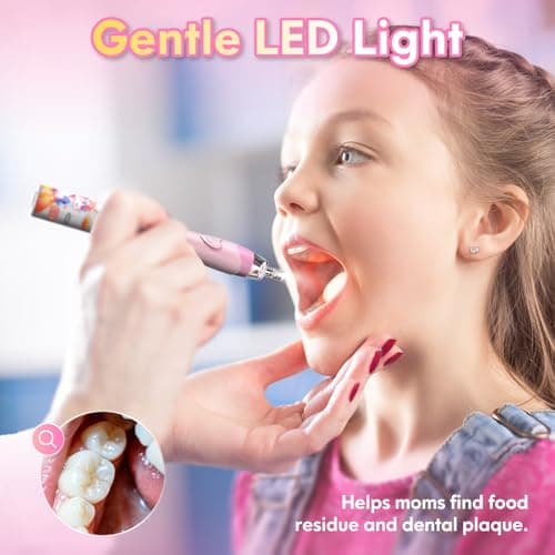 Kids Electric Toothbrush 3-5-6-12, Toddler Toothbrush Girls Electric Toothbrush with Timer Rainbow LED Light Up Sonic Battery Powered Junior Childrens Tooth Brush (Unicorn Pink) — view 3