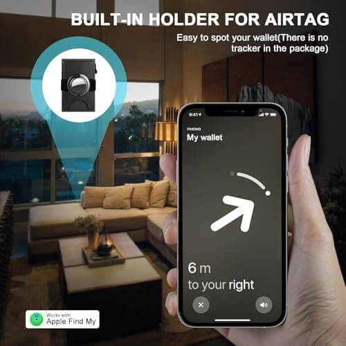 TOYFID Black Aluminum Slim Card Wallet, for AirTag — view 5