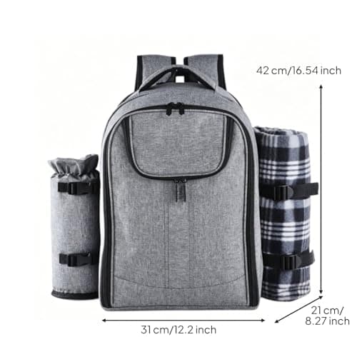 KiBcsLic 4 Person Picnic Set Backpack Two Shoulder Straps Picnic Backpack Complete Outdoor Gear for Camping, Travel — view 3