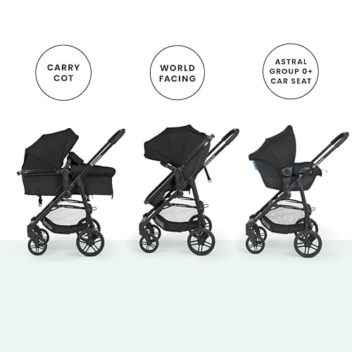 3 in 1 Travel System with Astral Baby Car Seat – Ickle Bubba Star Convertible Pram Travel System, Pushchair & Infant Carrier Bundle, from Birth Baby Pram and Car Seat (Black) — view 4