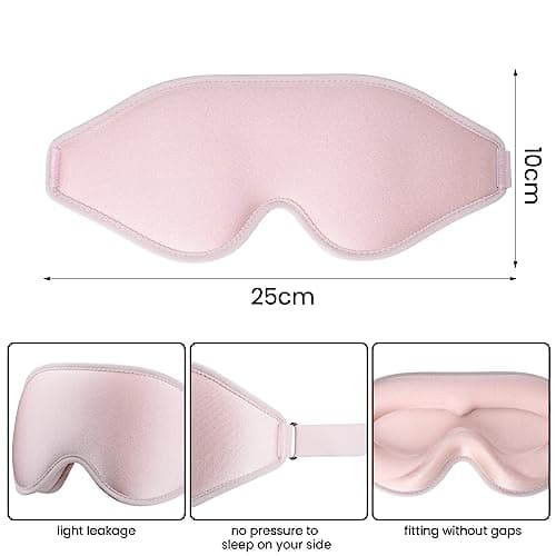 Sleep Eye Mask, 3D Contoured Sleep Mask Light Blocking Sleep Mask for Women and Men, Soft and Comfortable Night Eye Blinder, Suitable for Travel, Flight, Lunch Breaks, Sleeping, Meditation (Pink) — view 2