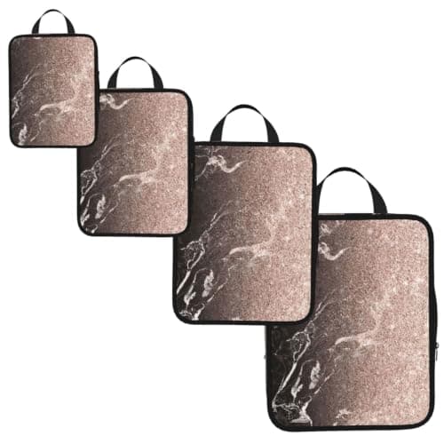 Marble Color Rose Gold Print Compression Packing Cubes Lightweight Suitcase Organiser Bags For Holiday Business Trip — view 2