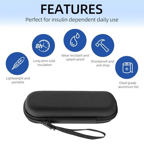 QILUCKY Insulin Cooler Travel Case, Diabetic Travel Case with 2 Nylon Ice Packs, Diabetic Supplies Insulin Pen Case, Portable Insulin Travail Case(Black) — view 3