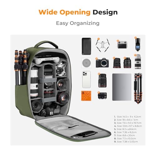K&F CONCEPT Camera Backpack,Hardshell DSLR Photography Camera Bag (Green) — view 2