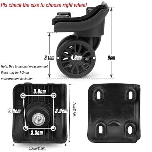 Zoofen Replacement Luggage Wheel W149-2 Suitcase Repair Spinner Wheels with Dual-Wheel Luggage Accessories（W149-2，2pcs） — view 2