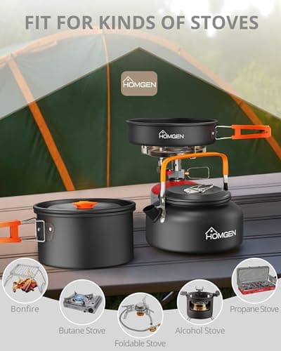 HOMGEN Aluminium Camping Cooking Set with Folding Cutlery for 2-3 People — view 4