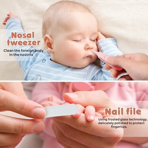 Baby Nail Clippers Set, Baby Nail Kit with Cute Case, Infant Manicure and Pedicure Health Grooming Care Can for Newborn, Kids and New Parents As Shower Gifts (Light Pink) — view 5