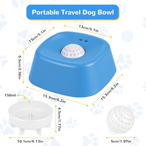 OSDUE Slow Feeder Dog Bowl, Dog Lick Bowl for Liquid Wet Food, Anti-Slip Treat Toy Bone Broth Yogurt Dogs Bowls with Dogs Lick Ball for Large Medium Small Puppy Breeds (Blue) — view 2