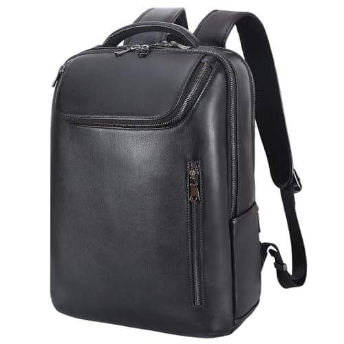 TIDING Men's Full Grain Leather Backpack 15.6 inch Laptop