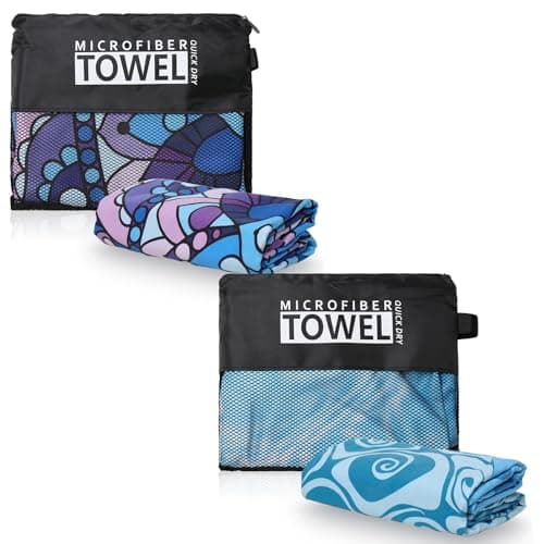 TMEOG Microfibre Beach Towels 2 Pack 180x80cm Extra Large Sand Free Beach Towel for Adults Compact Thin Travel Towel Women Men Lightweight Swim Pool Yoga Towel with Bag(Turtle and Mandala) — view 2